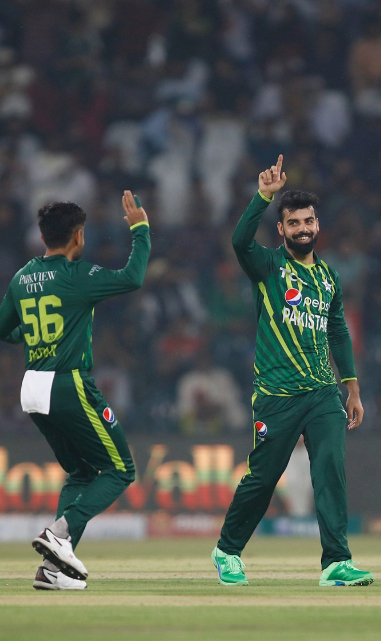 Shadab claims a wicket